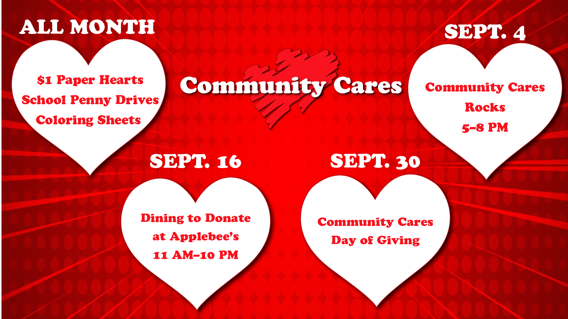 Community Cares Month of Giving Returns With a Full September of Ways to Give Back
