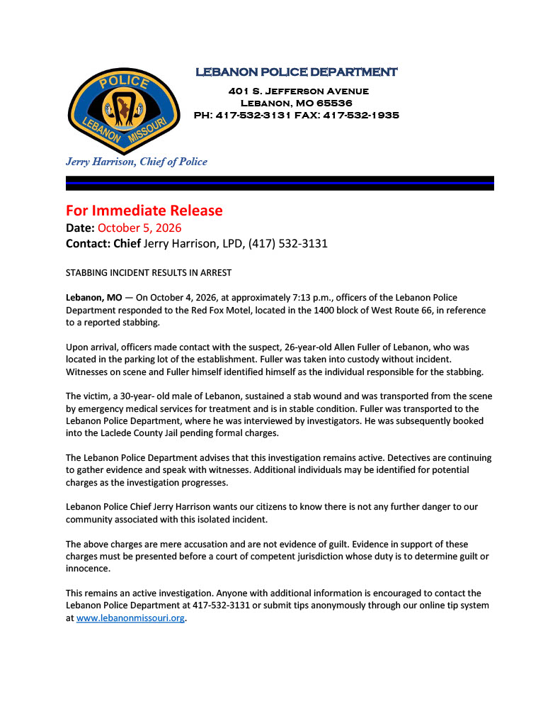 One Stabbed, Suspect in Custody After Altercation in Lebanon — Lebanon Now